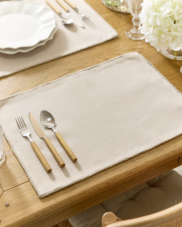 dibor Set of 2 Marseille French Knot Fused Placemats - Grey