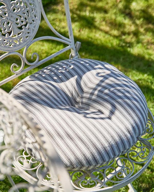 dibor Set of 2 Pyreneés Grey Stripe Round Garden Seat Pads