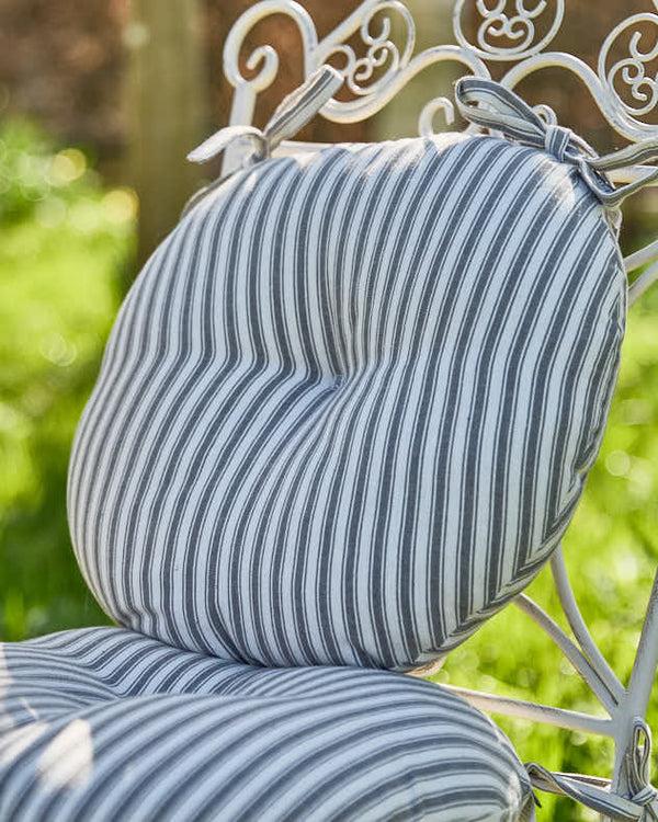 Dibor Set Of 2 Pyreneés Grey Stripe Round Garden Seat Pads