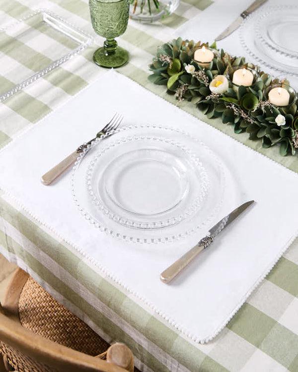 Dibor Set Of 2 White Marseille French Knot Fused Placemats