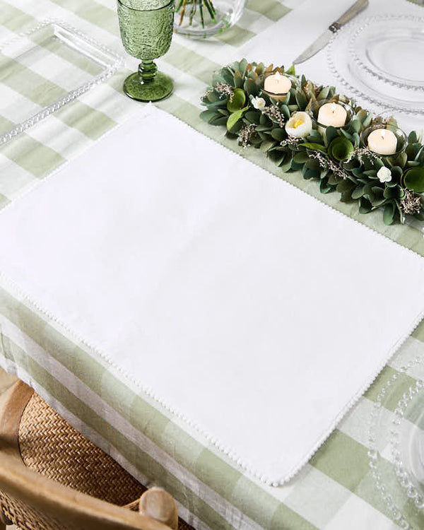 dibor Set of 2 White Marseille French Knot Fused Placemats