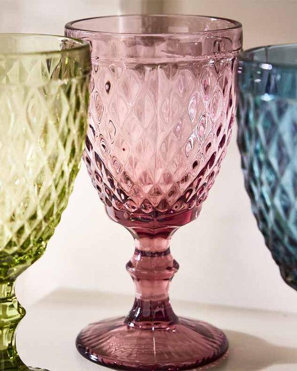Dibor Set Of 3 Multi-coloured Embossed Wine Goblets