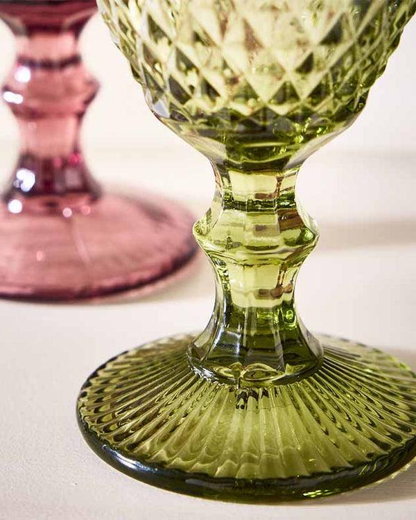 Dibor Set Of 3 Multi-coloured Embossed Wine Goblets
