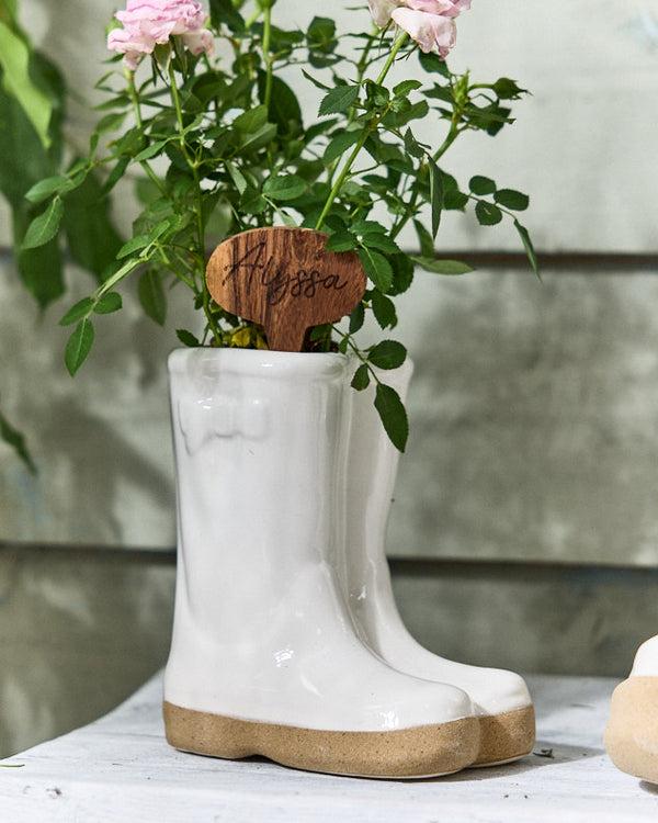 dibor Welly Boot Ceramic Planter with Personalised Marker
