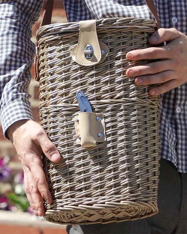 Dibor Wicker Two Bottle Carrier With Canvas Carry Strap