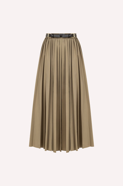 dice kayek Ankle-Length Pleated Skirt with a Belt TOBACCO