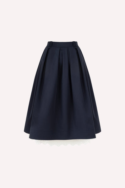 Dice Kayek Cotton Midi Skirt With Eyelet Embroidery Navy NAVY