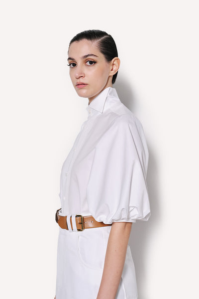 Dice Kayek Cotton Poplin Shirt With Structured High Collar White