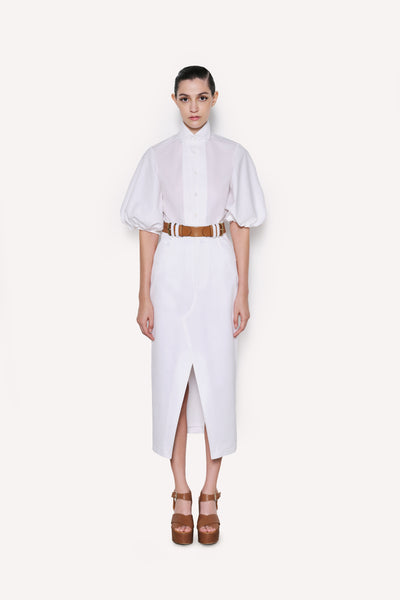 Dice Kayek Cotton Poplin Shirt With Structured High Collar White