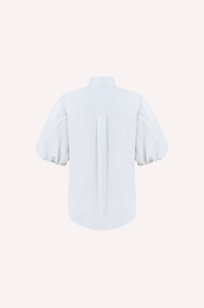 Dice Kayek Cotton Poplin Shirt With Structured High Collar White