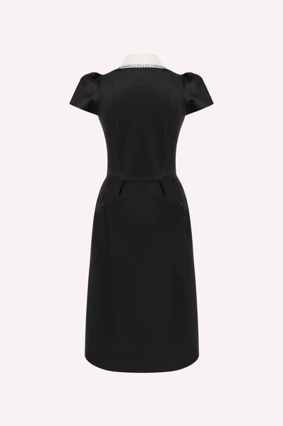 Dice Kayek Crystal-Collar Plastron Midi Dress Black