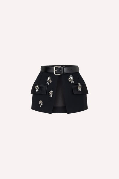 dice kayek Crystal Embellished Signature Skirt Belt BLACK