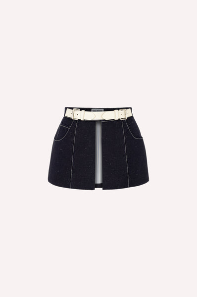 dice kayek Denim Skirt Belt with Contrast Stitching INDIGO