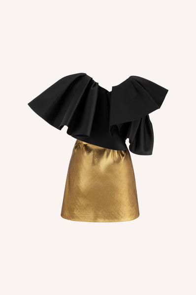 Dice Kayek Architectural Ruffled Dress GOLD