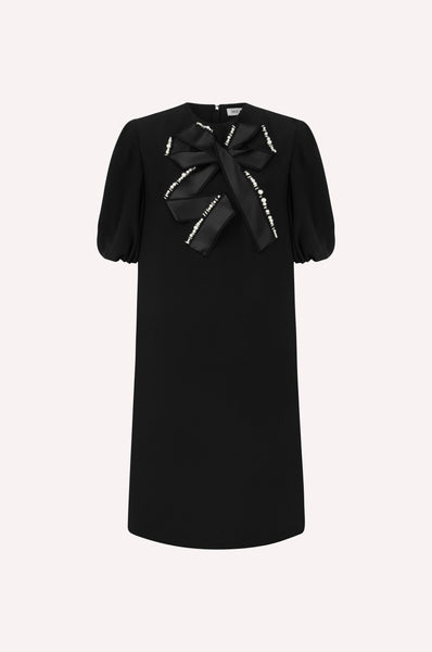 dice kayek Big Bow Puff Sleeve Dress BLACK