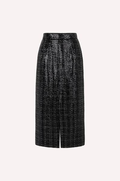 dice kayek Black & Silver Tweed Midi Skirt BLACK