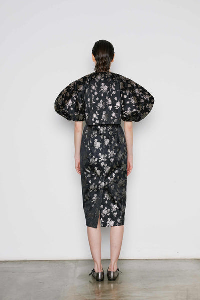 Dice Kayek Brocade Balloon Sleeve Jacket BLACK