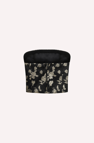 Dice Kayek Brocade Bustier Top BLACK
