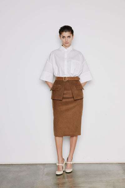 Dice Kayek Corduroy Pencil Skirt BEIGE