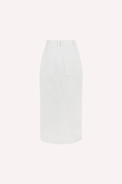 Dice Kayek Cotton Midi Skirt With Front Slit WHITE