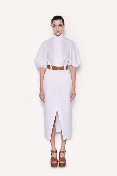 Dice Kayek Cotton Midi Skirt With Front Slit WHITE