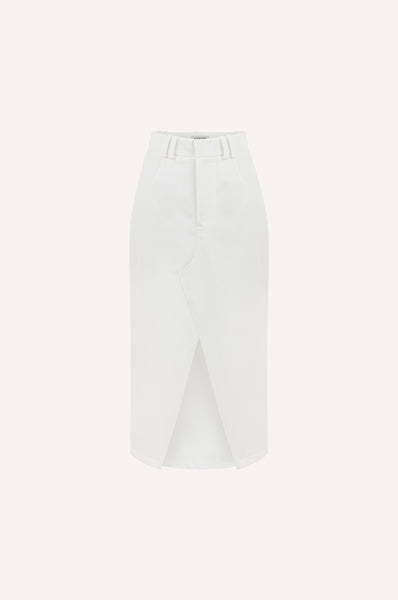 dice kayek Cotton Midi Skirt with Front Slit WHITE