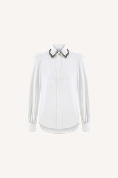 dice kayek Crsytal Embellished Poplin Shirt WHITE