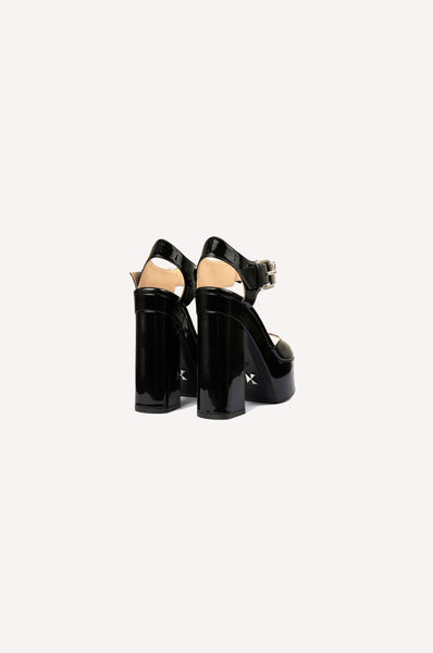 Dice Kayek Crystal Strap Peep-Toe Heels BLACK