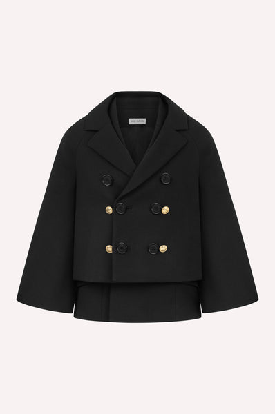 dice kayek Double-Breasted Cropped Peacoat BLACK