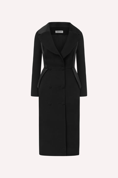 dice kayek Double-Breasted Midi Black Dress BLACK