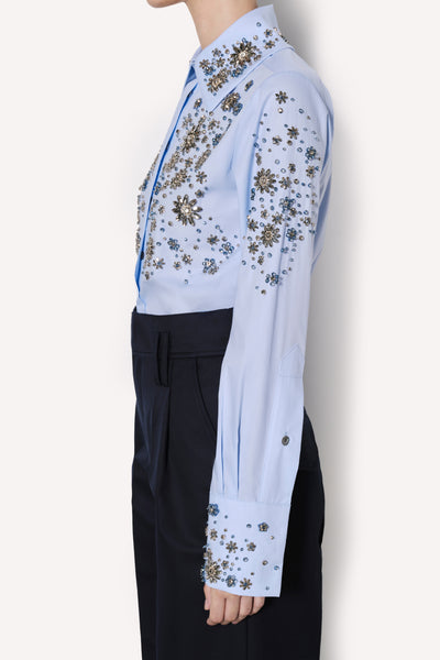 Dice Kayek Embellished Cotton Classic Shirt Blue