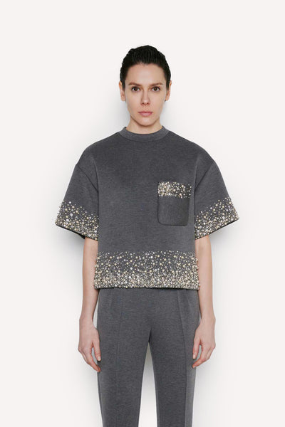 dice kayek Embellished Sweatshirt GREY MELANGE