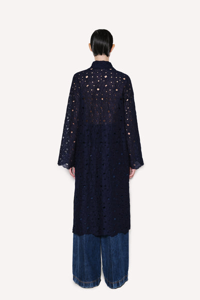 Dice Kayek Embroidered Shirt Dress Navy