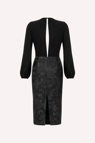 Dice Kayek Front Tie Detail Midi Dress BLACK