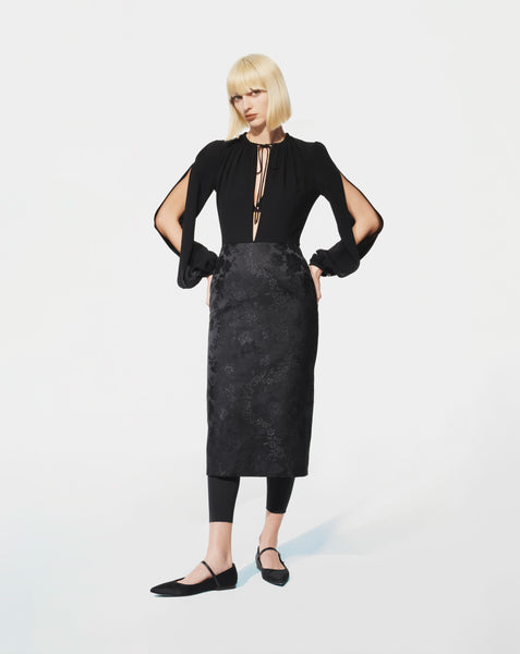 Dice Kayek Front Tie Detail Midi Dress BLACK