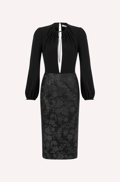 dice kayek Front Tie Detail Midi Dress BLACK