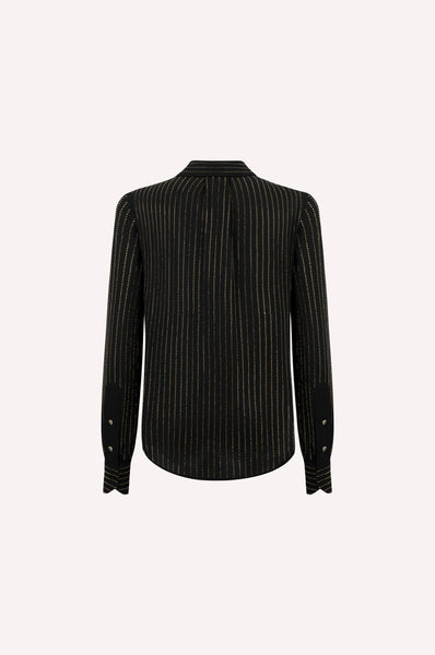 Dice Kayek Gold Striped Silk Blouse BLACK