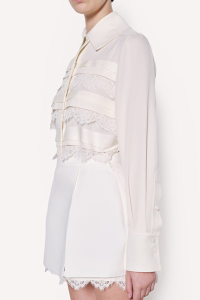 Dice Kayek Lace Detail Silk Shirt OFF WHITE