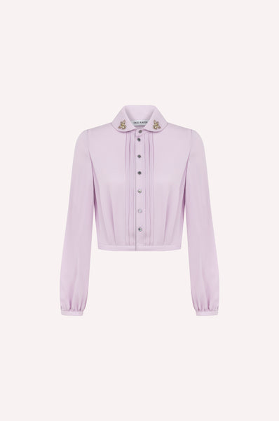 dice kayek Lilac Embellished-Collar Blouse LILAC