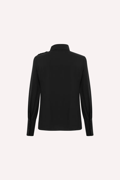 Dice Kayek Long Sleeve Roll-Neck Blouse BLACK