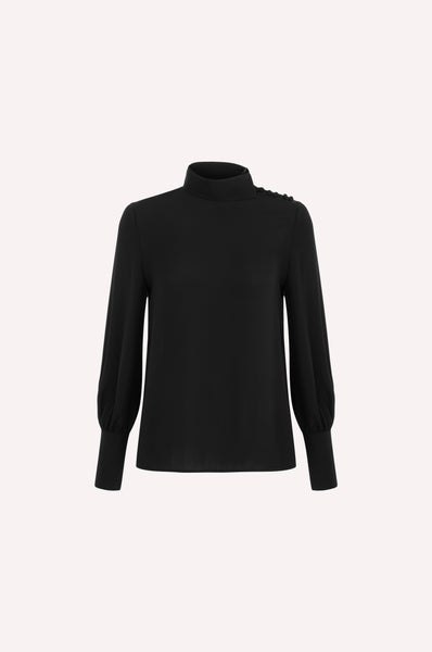 dice kayek Long Sleeve Roll-Neck Blouse BLACK