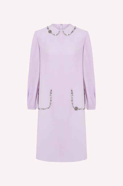 dice kayek Midi Crystal Collar Dress LILAC