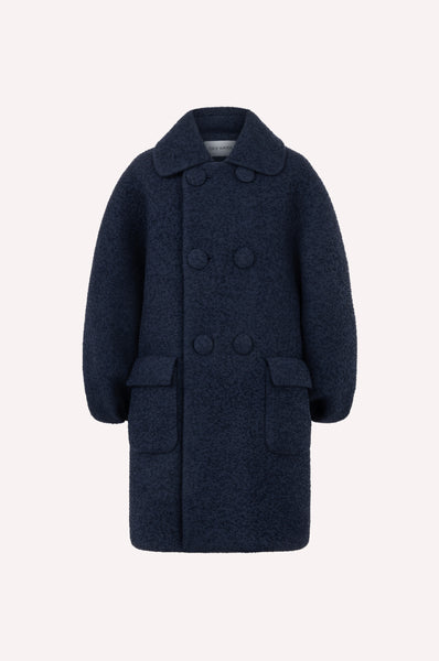 dice kayek Oversized Wool Blend Coat NAVY