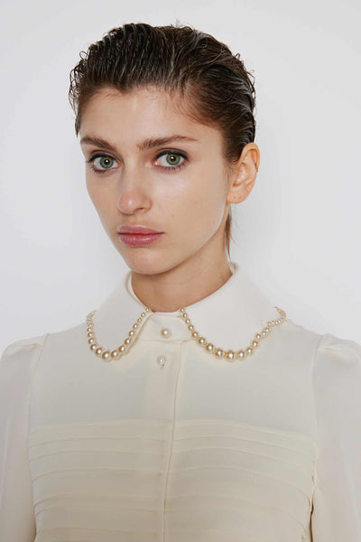 Dice Kayek Pearl Embellished Collar OFF WHITE