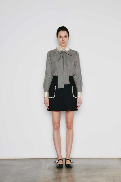 Dice Kayek Pearl Embellished Mini Skirt BLACK
