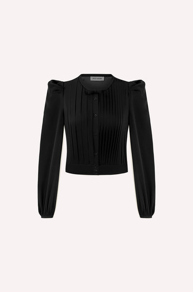 dice kayek Pleated Chiffon Blouse BLACK