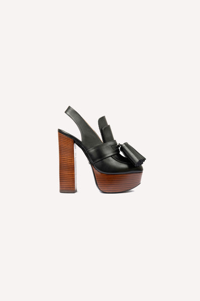 Dice Kayek Pompon Platform Heels BLACK