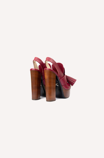 Dice Kayek Pompon Platform Heels BORDEAUX