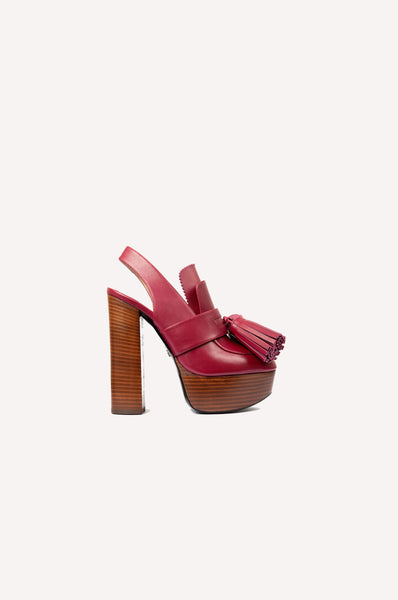 Dice Kayek Pompon Platform Heels BORDEAUX