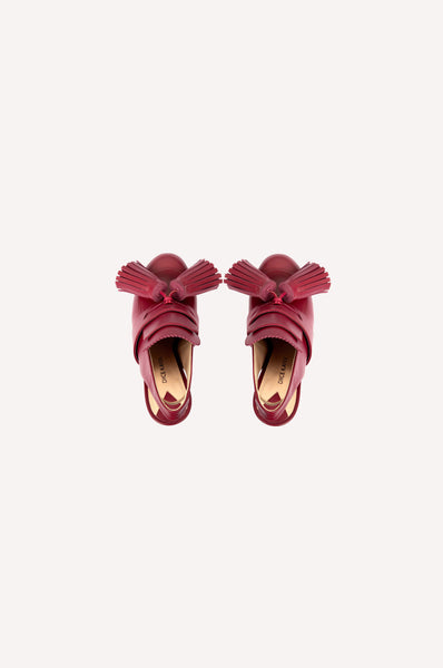 Dice Kayek Pompon Platform Heels BORDEAUX